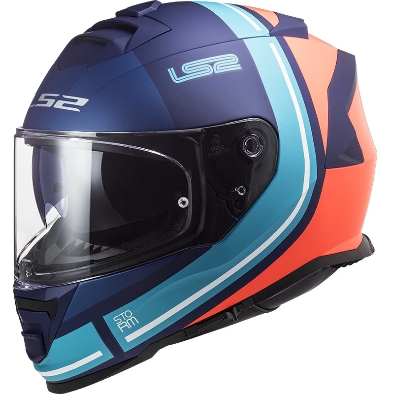 Bon marché 👏 Casque Moto Intégral Double Visière Ls2 FF800 Storm SLANT Bleu Orange 🎁