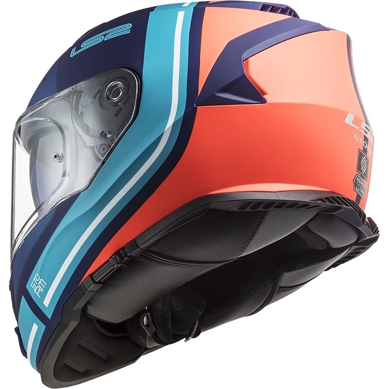 Bon marché 👏 Casque Moto Intégral Double Visière Ls2 FF800 Storm SLANT Bleu Orange 🎁 – Image 3