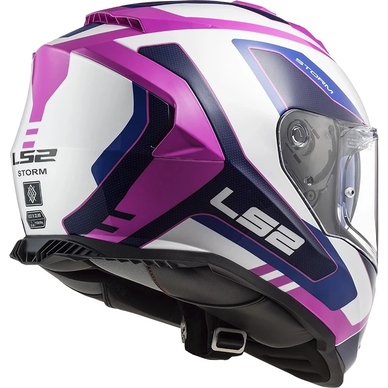 Offres 👏 Casque Moto Intégral Double Visor Ls2 FF800 Storm TECHY Blanc Rose 🤩 – Image 2