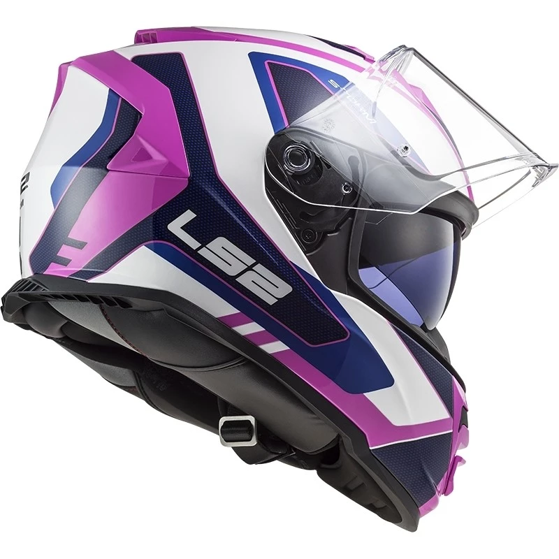Offres 👏 Casque Moto Intégral Double Visor Ls2 FF800 Storm TECHY Blanc Rose 🤩 – Image 6