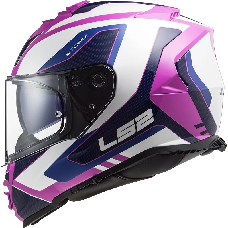 Offres 👏 Casque Moto Intégral Double Visor Ls2 FF800 Storm TECHY Blanc Rose 🤩 – Image 3