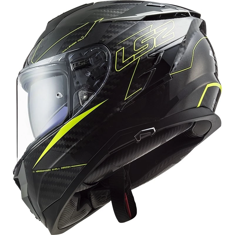 Grosses soldes 😉 Casque Moto Intégral En Carbone Ls2 FF327 CHALLENGER C Fold Jaune Fluo ✔️ – Image 2
