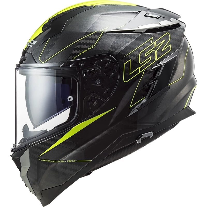 Grosses soldes 😉 Casque Moto Intégral En Carbone Ls2 FF327 CHALLENGER C Fold Jaune Fluo ✔️ – Image 4