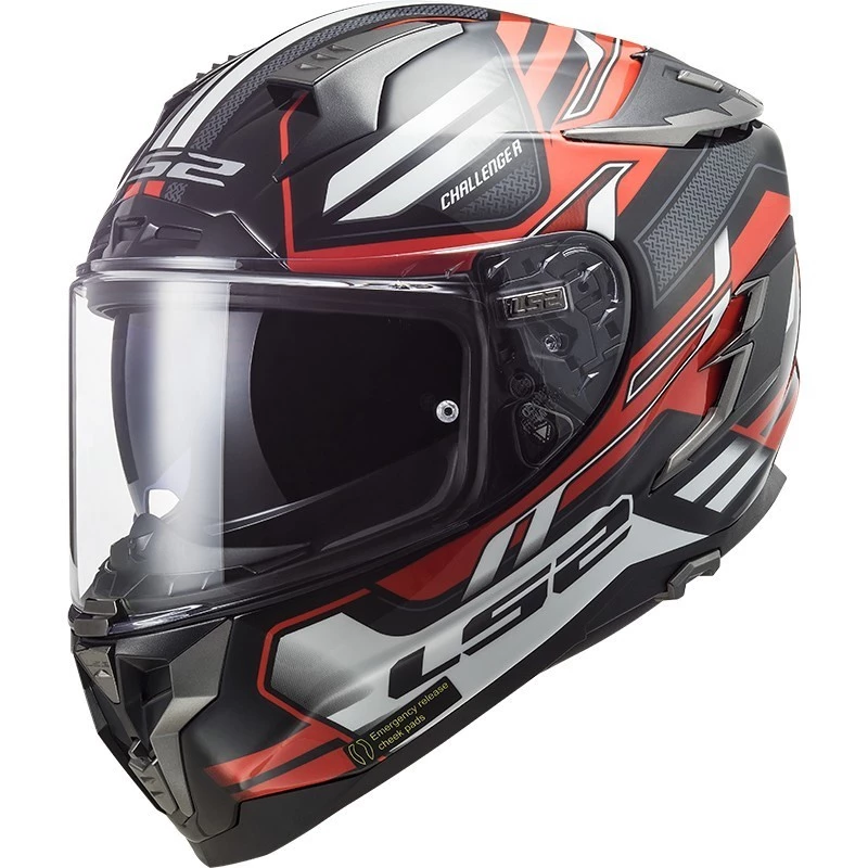 Remise 🔔 Casque Moto Intégral En HPFC Touring Ls2 FF327 CHALLENGER Spin Noir Rouge Blanc 🎉