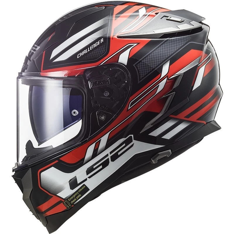 Remise 🔔 Casque Moto Intégral En HPFC Touring Ls2 FF327 CHALLENGER Spin Noir Rouge Blanc 🎉 – Image 2
