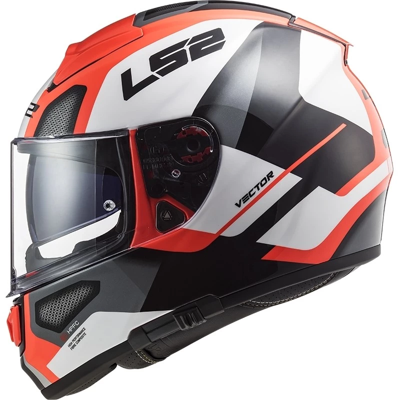 Meilleur prix ✔️ Casque Moto Intégral En Ls2 Fibre FF397 VECTOR Evo Automat Blanc Orange Fluo 🌟 – Image 2