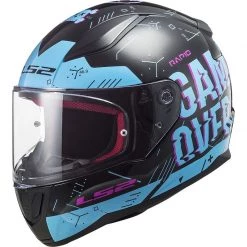 Grosses soldes ⭐ Casque Moto Intégral Ls2 FF353 RAPID Player Noir Bleu Ciel 😀
