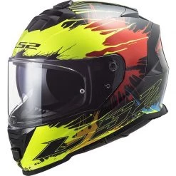 Nouveau 🌟 Casque Moto Intégral Ls2 FF800 STORM Drop Noir Jaune Rouge 😉