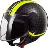 Remise 🔥 Casque Moto Jet LS2 OF558 SPHERE LUX Crush Black Fluo Yellow + Dark Visor 🎉