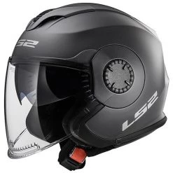 Vente flash 🎁 Casque Moto Jet LS2 OF570 Verso Solid Double Visor Matt Titanium 👏