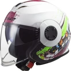 Bon marché 🎉 Casque Moto Jet Ls2 OF570 VERSO Spring Blanc Rose 👍