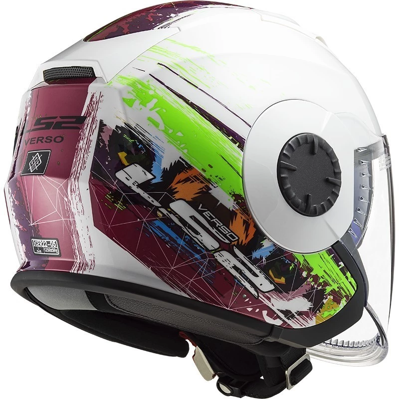Bon marché 🎉 Casque Moto Jet Ls2 OF570 VERSO Spring Blanc Rose 👍 – Image 2