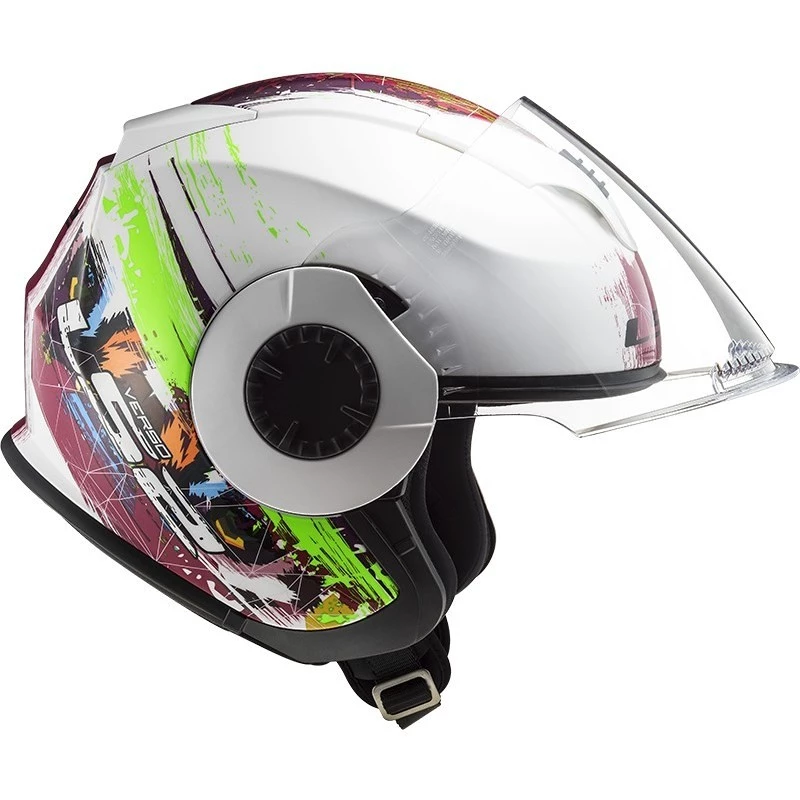 Bon marché 🎉 Casque Moto Jet Ls2 OF570 VERSO Spring Blanc Rose 👍 – Image 3