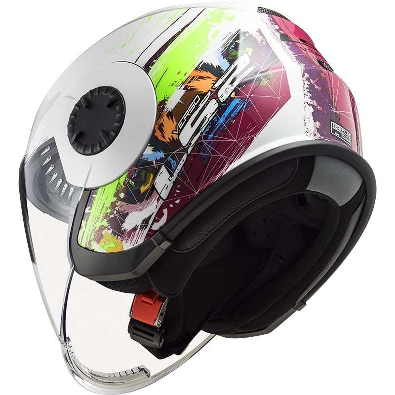 Bon marché 🎉 Casque Moto Jet Ls2 OF570 VERSO Spring Blanc Rose 👍 – Image 4