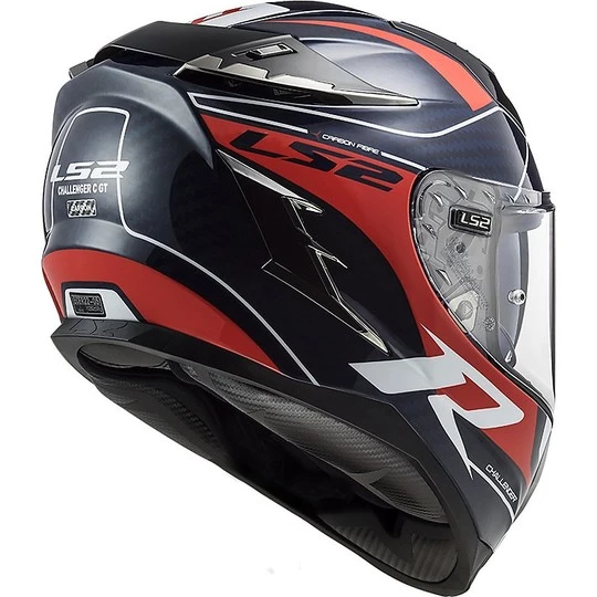 Promo 😍 Casque Moto Tout Carbone Touring Ls2 FF327 CHALLENGER C Grid Blue Carbon Red 🔔 – Image 2