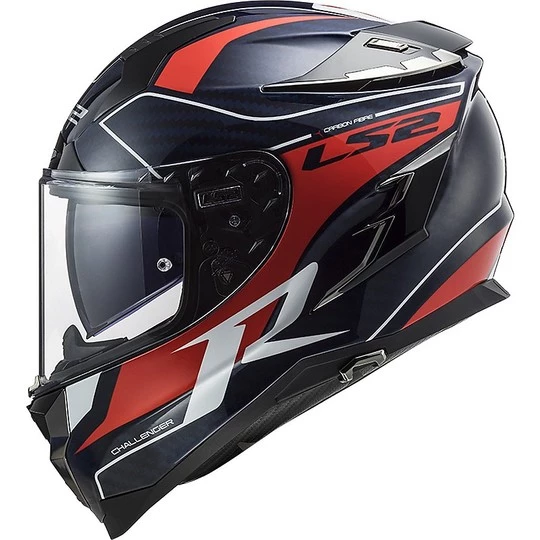Promo 😍 Casque Moto Tout Carbone Touring Ls2 FF327 CHALLENGER C Grid Blue Carbon Red 🔔 – Image 5