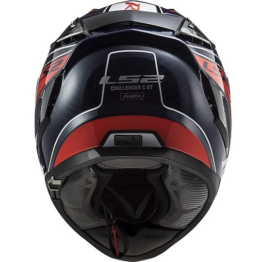 Promo 😍 Casque Moto Tout Carbone Touring Ls2 FF327 CHALLENGER C Grid Blue Carbon Red 🔔 – Image 3