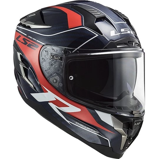 Promo 😍 Casque Moto Tout Carbone Touring Ls2 FF327 CHALLENGER C Grid Blue Carbon Red 🔔 – Image 7