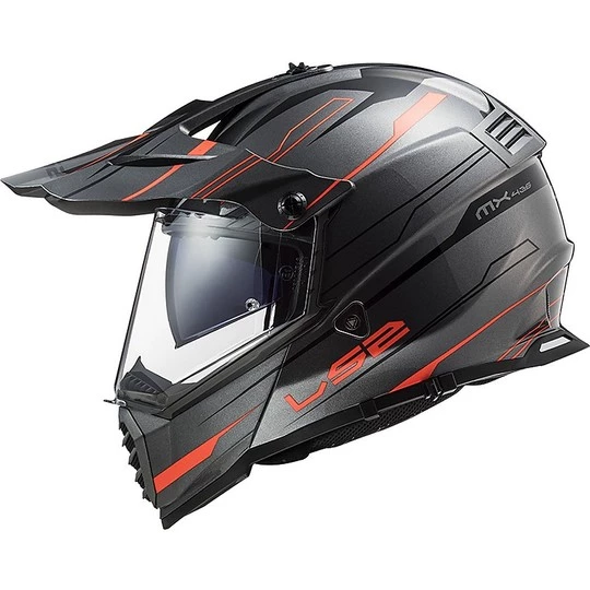 Budget ⭐ Cross Enduro Casque De Moto Tout Terrain Ls2 MX436 PIONEER EVO Knight Titanium Orange Fluo 🧨 – Image 2