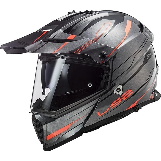 Budget ⭐ Cross Enduro Casque De Moto Tout Terrain Ls2 MX436 PIONEER EVO Knight Titanium Orange Fluo 🧨