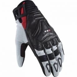 Vente flash 🎉 Gants Moto D'été En Cuir Et Tissu Ls2 All Terrain Noir Gris Rouge 🎁